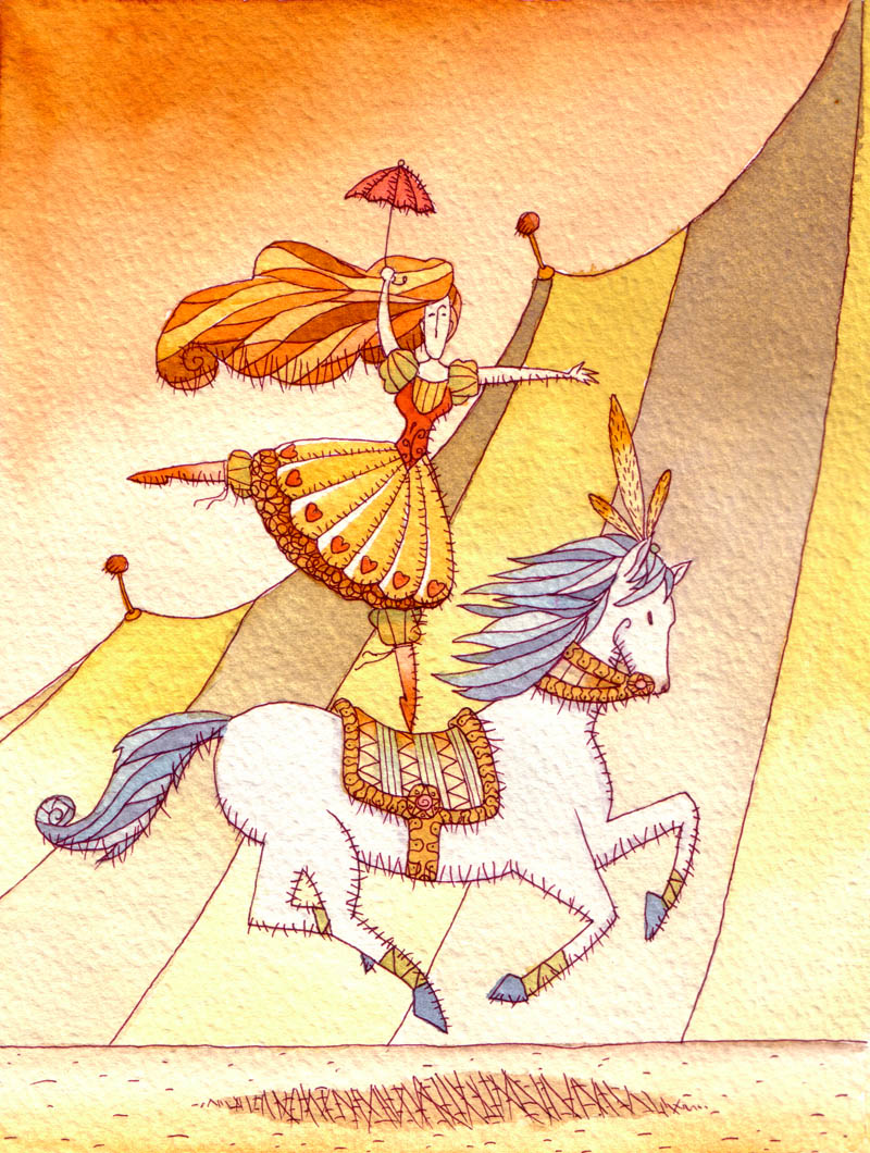 donna Illustratore Disegnatore Lorenzo Donati Natalori Milano amazzone cavallo circo cavalcare