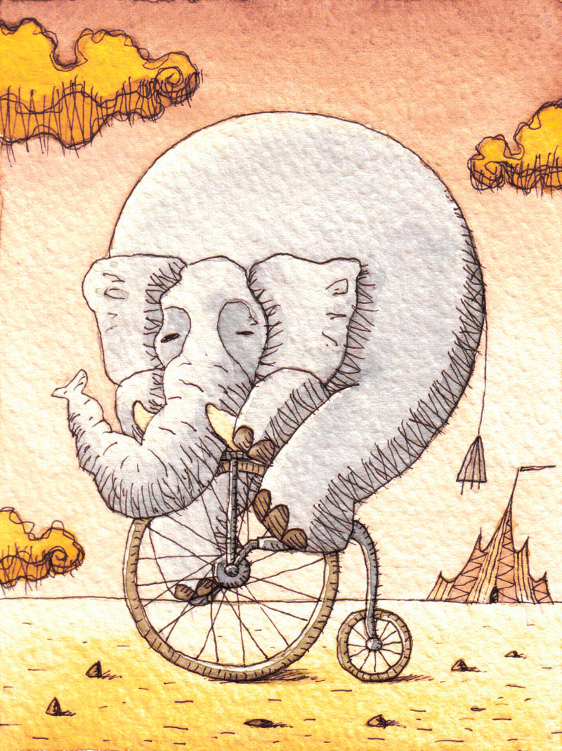 Illustratore Disegnatore Lorenzo Donati Natalori Milano elefante bicicletta circo